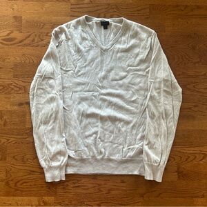 J.Crew Men Sweater Long Sleeve Cotton Cashmere Light Beige Ivory V Neck Pullover